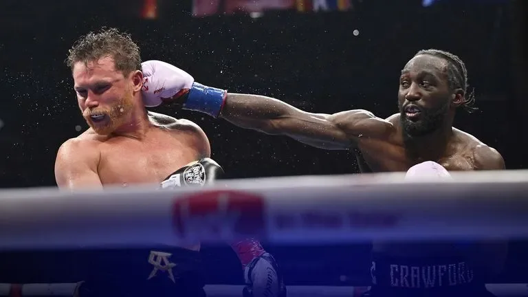 Boxing match in the ring under the spotlight — live fight night
